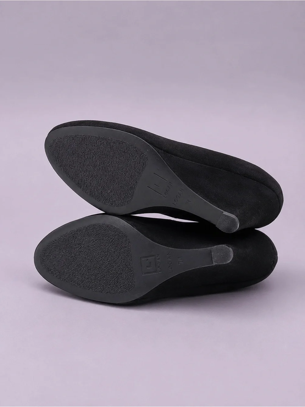 LOGAN Black Suede Wedge Round Toe  Pumps